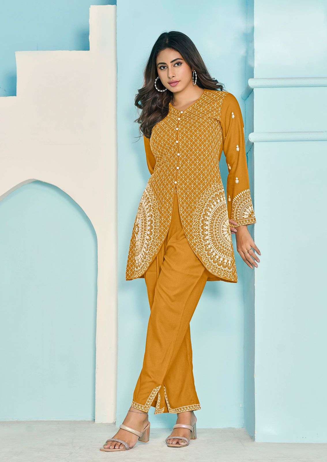 VAMIKA NX VEERA VOL 3 RAYON WORKS LADIES TOP WITH PANT SET