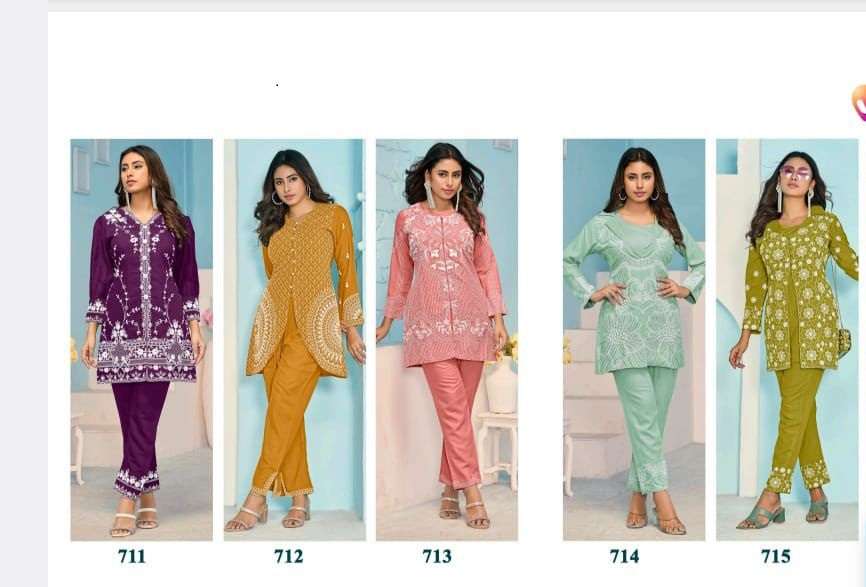 VAMIKA NX VEERA VOL 3 RAYON WORKS LADIES TOP WITH PANT SET