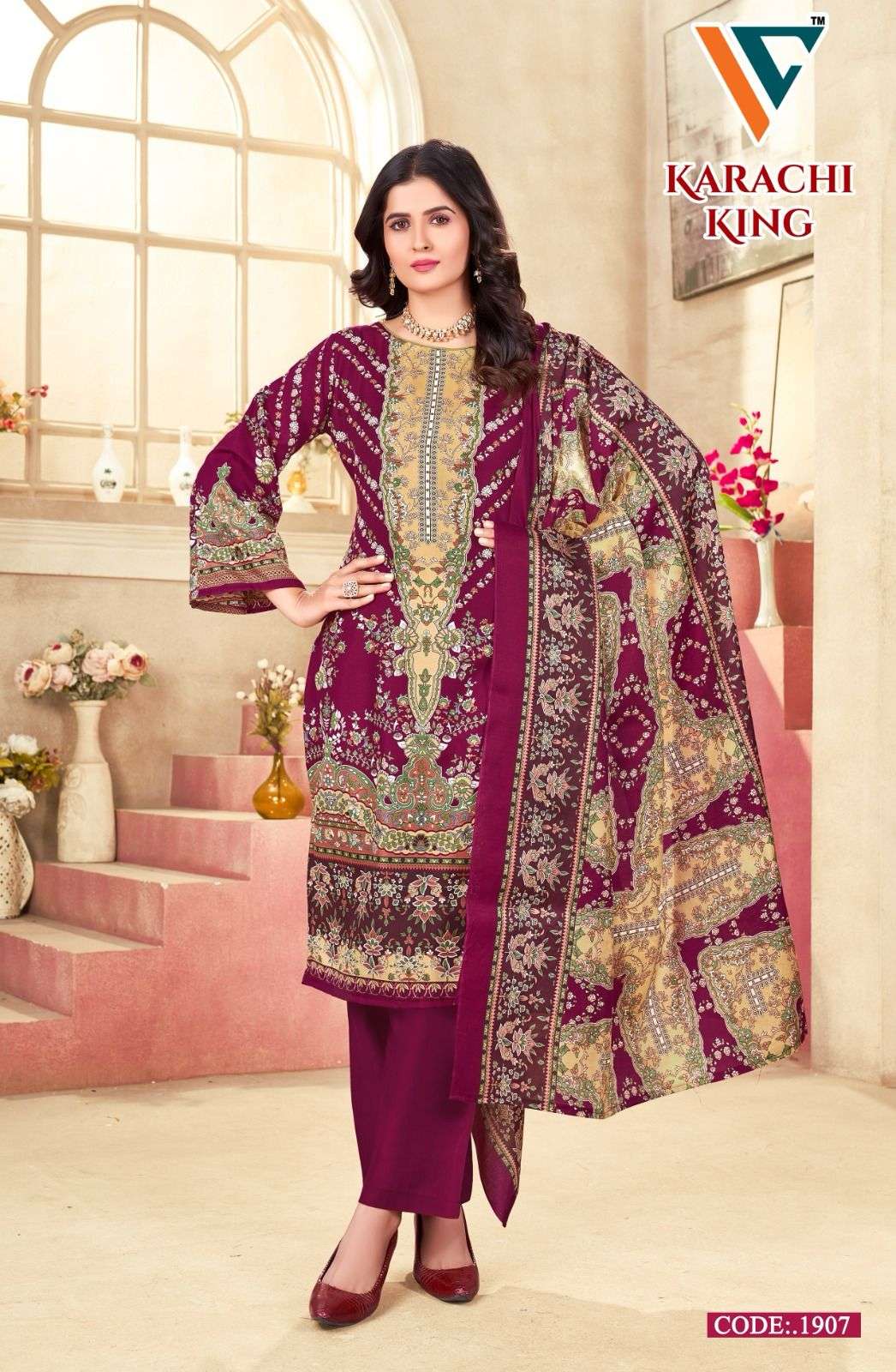 VANDANA‎‎‎ CREATION KARACHI KING VOL 19 COTTON DIGITAL PRINT SALWAR SUIT