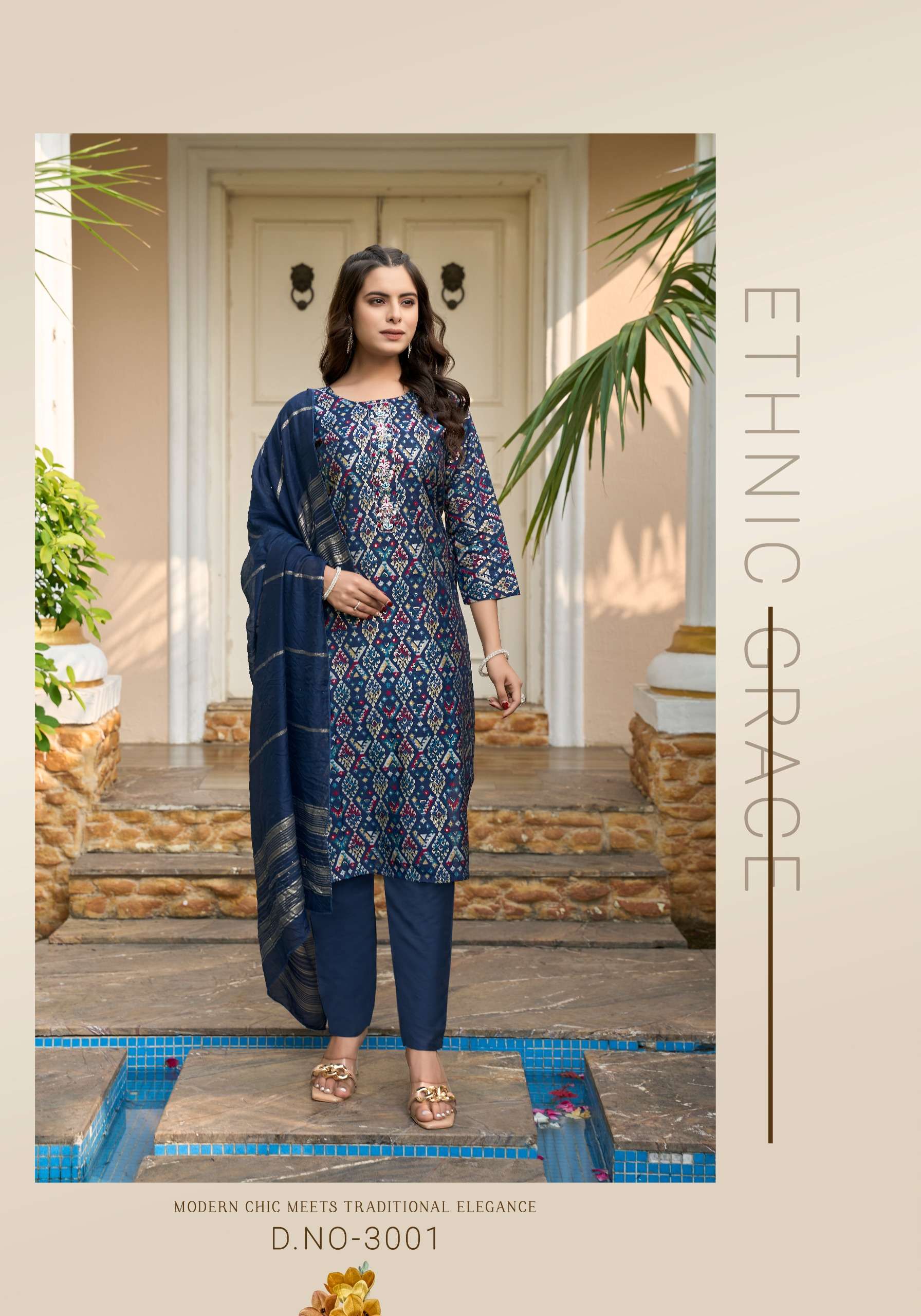 VANISKA FESTIVAL VOL 3 STRAIGHT KURTI WITH PANT &  DUPATTA SET