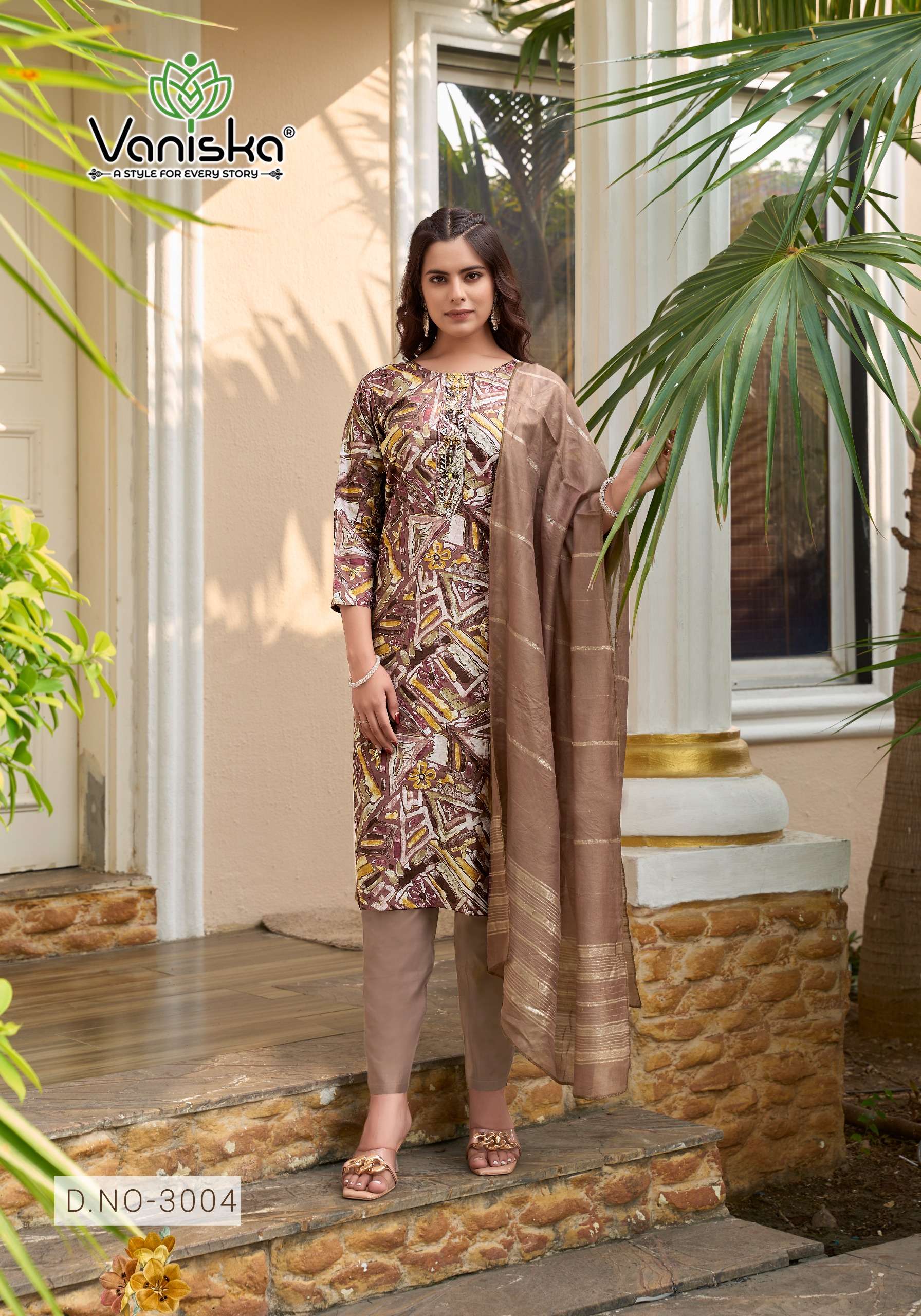 VANISKA FESTIVAL VOL 3 STRAIGHT KURTI WITH PANT &  DUPATTA SET
