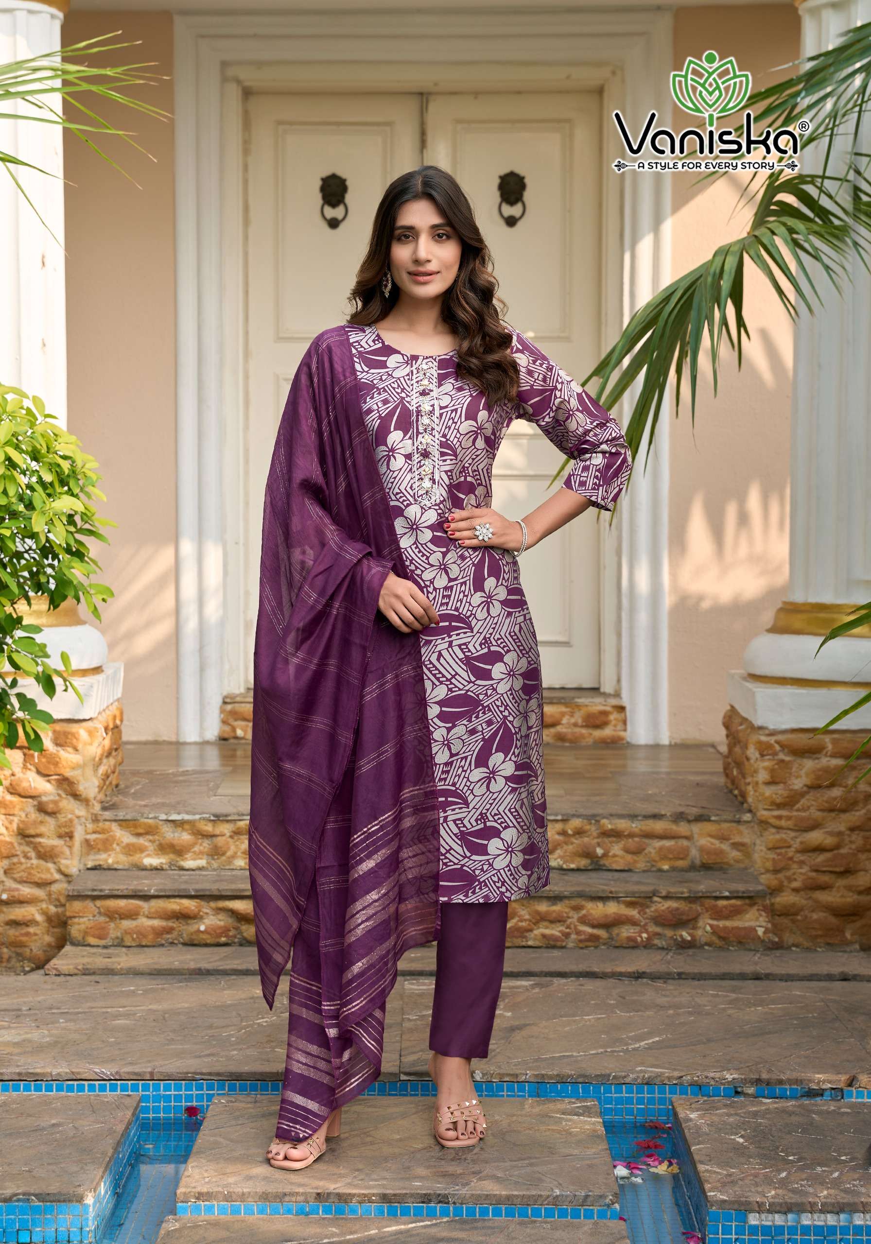 VANISKA FESTIVAL VOL 3 STRAIGHT KURTI WITH PANT &  DUPATTA SET
