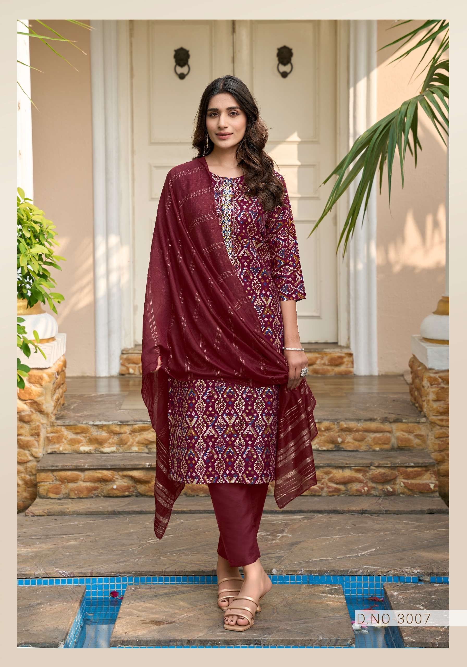 VANISKA FESTIVAL VOL 3 STRAIGHT KURTI WITH PANT &  DUPATTA SET