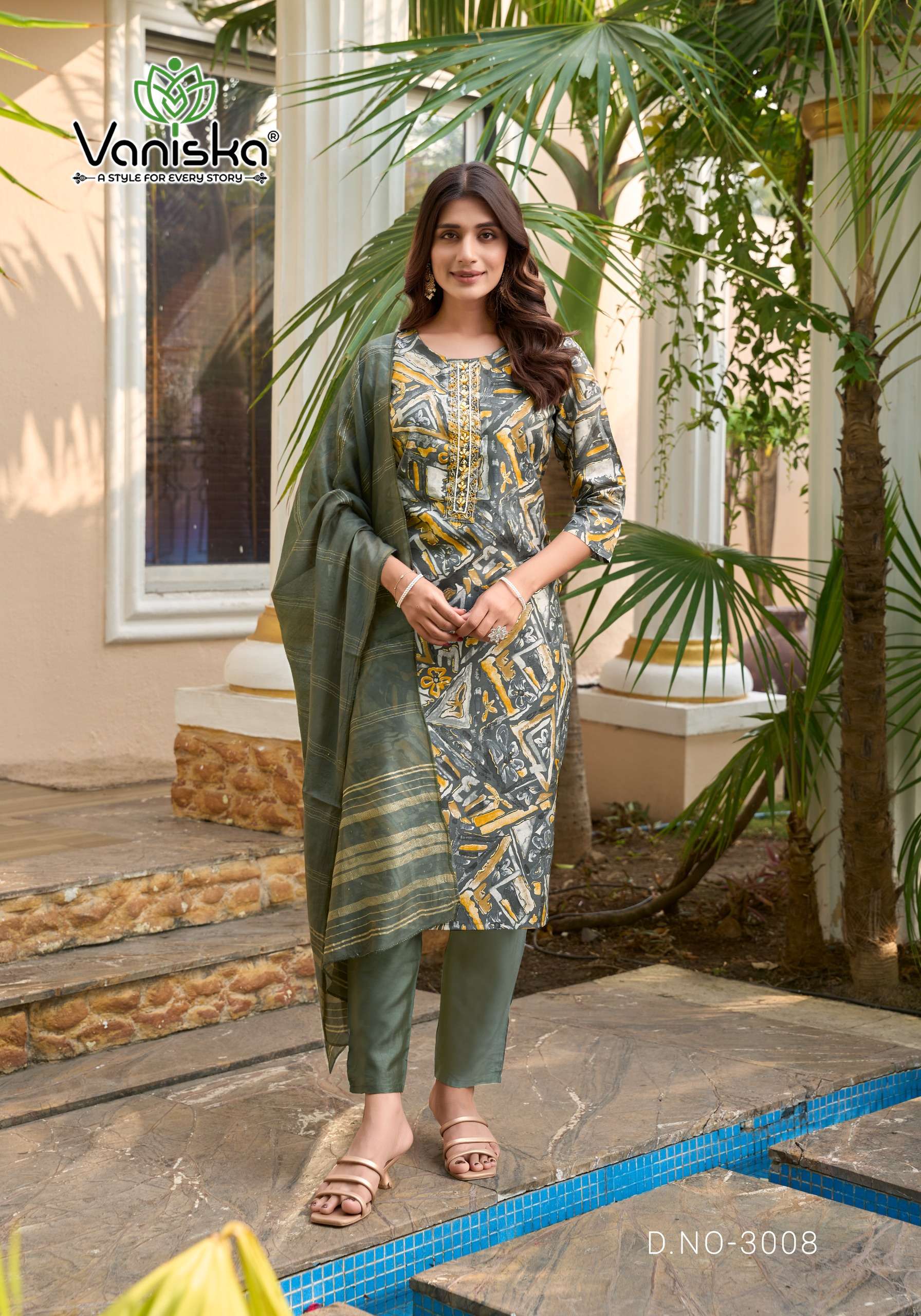 VANISKA FESTIVAL VOL 3 STRAIGHT KURTI WITH PANT &  DUPATTA SET