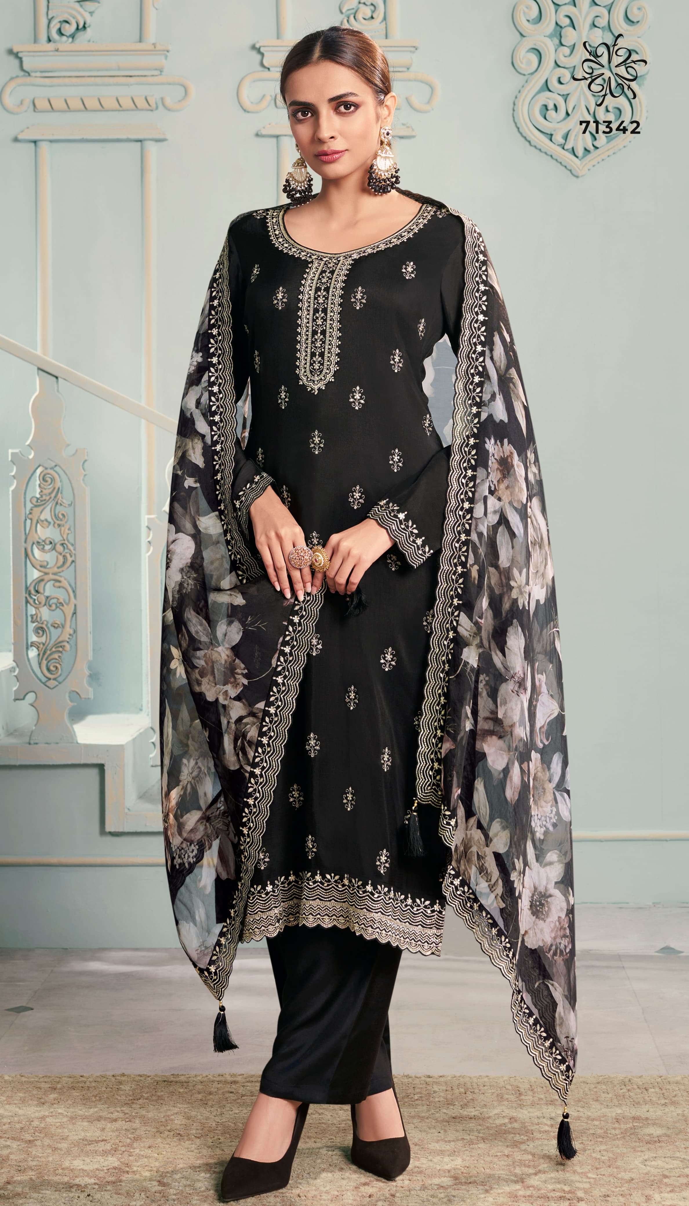 VINAY FASHION KULEESH SHIVANGI MOONGA SILK EMBROIDERY DESIGNER WORK SUIT