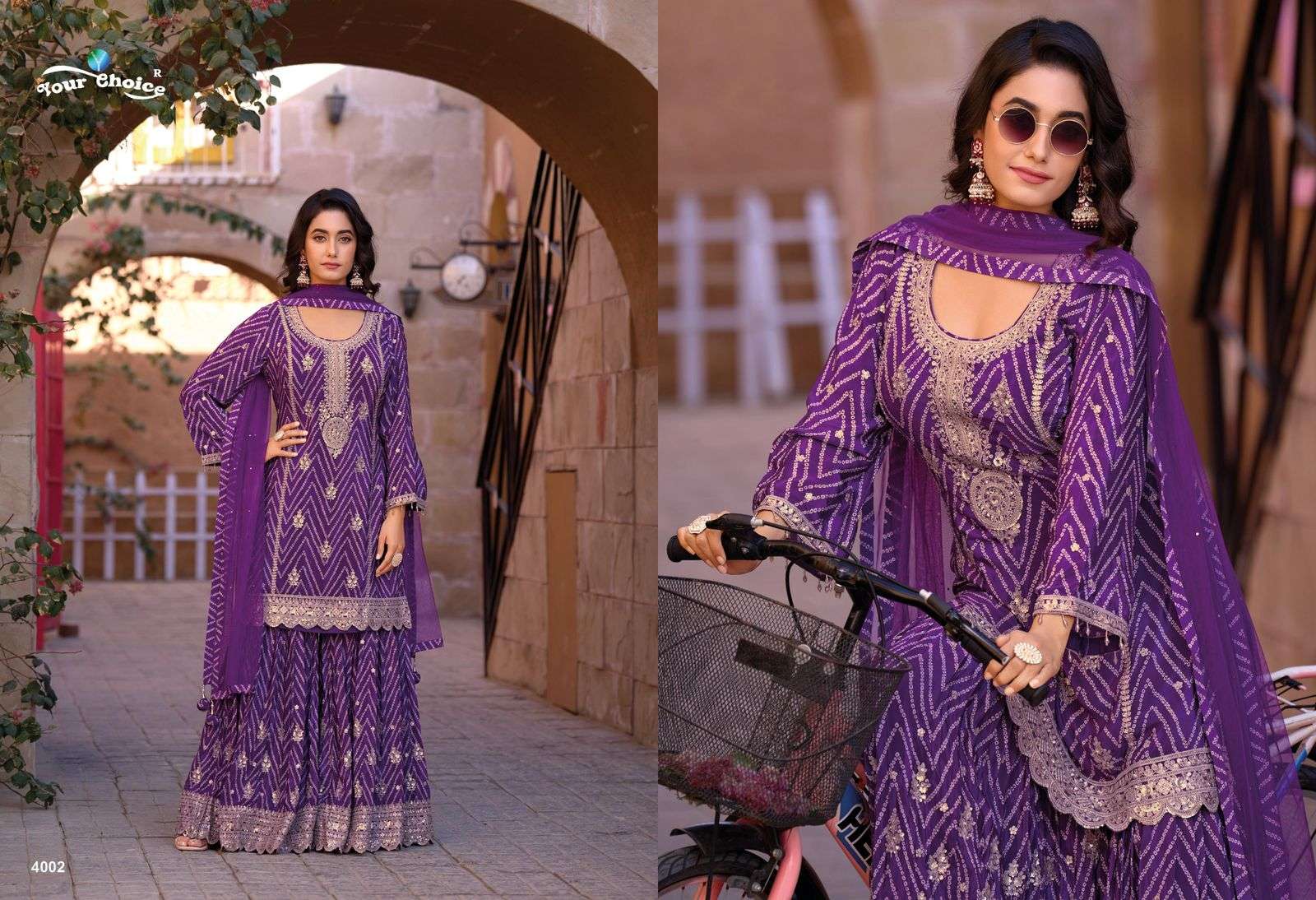 YOUR CHOICE GINNI VOL 4 HEAVY EMBROIDERY DESIGNER SHARARA SUIT
