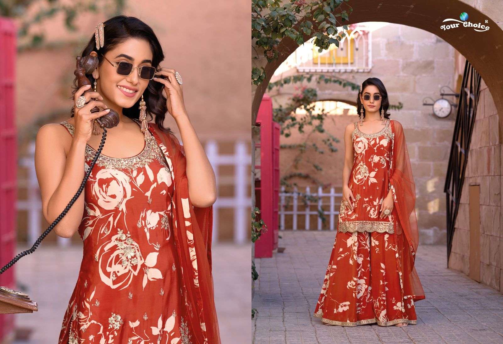 YOUR CHOICE GINNI VOL 4 HEAVY EMBROIDERY DESIGNER SHARARA SUIT