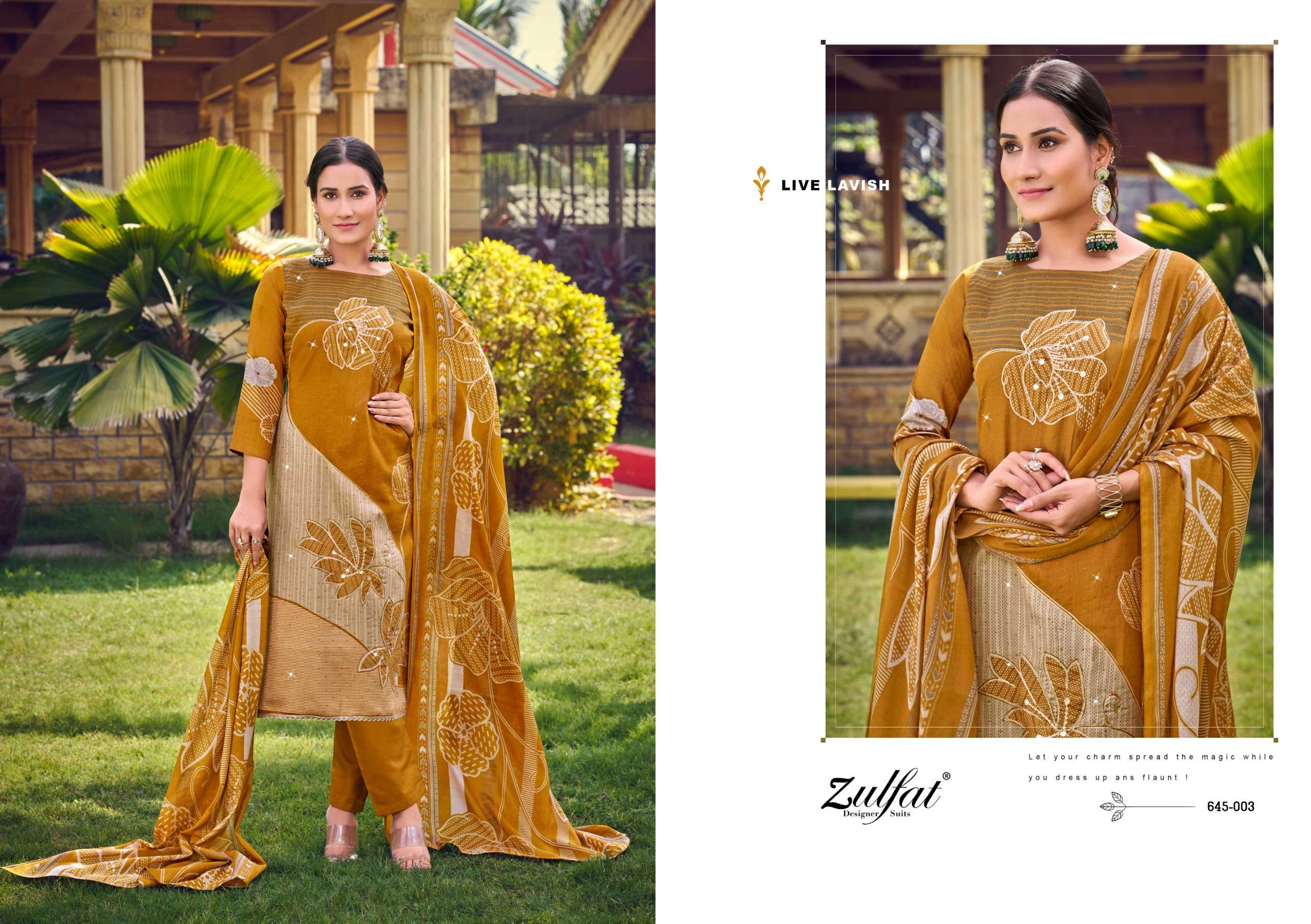 ZULFAT DESIGNER SUITS SAJNI VOL 7 JAM COTTON PRINT WITH WORK SUIT