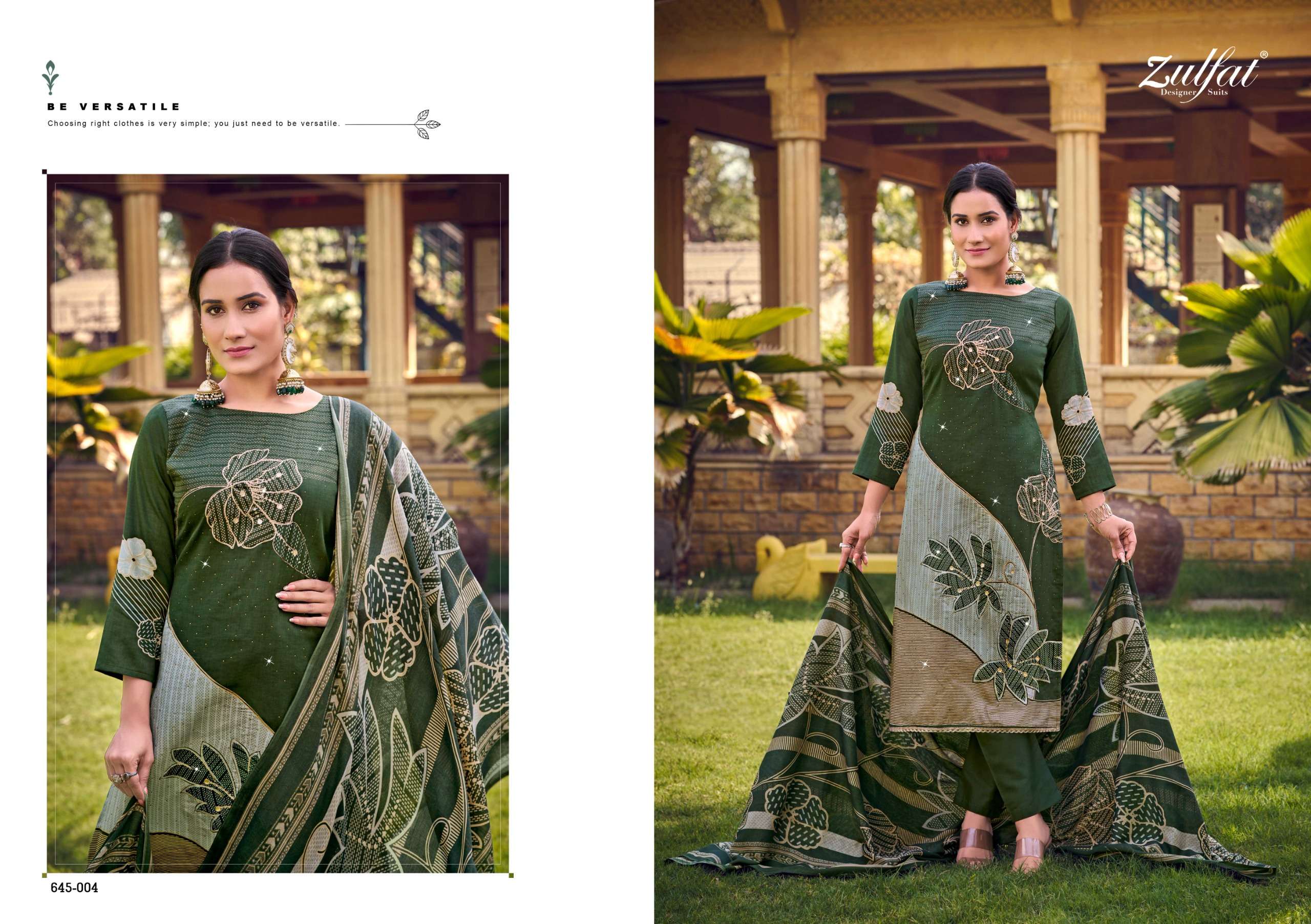 ZULFAT DESIGNER SUITS SAJNI VOL 7 JAM COTTON PRINT WITH WORK SUIT