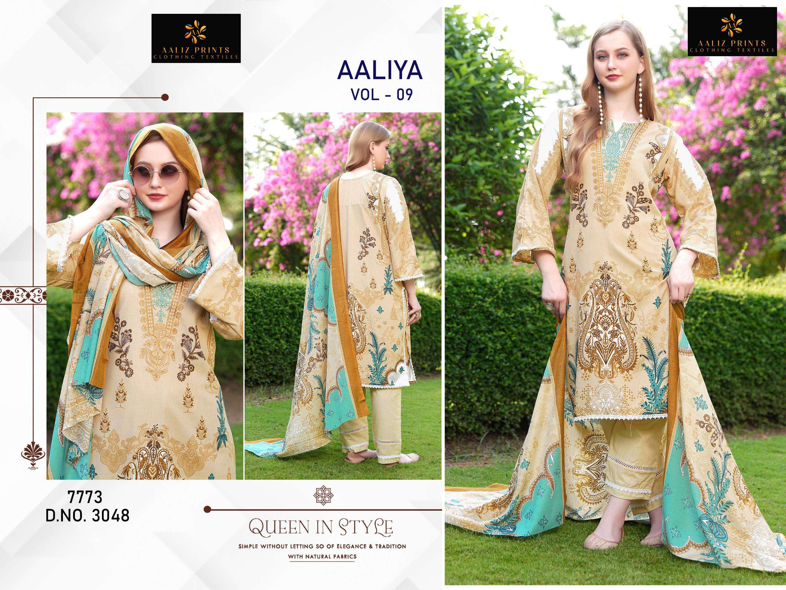 AALIZ PRINTS AALIYA VOL 9 COTTON DIGITAL PRINT WITH NECK WORK SUIT