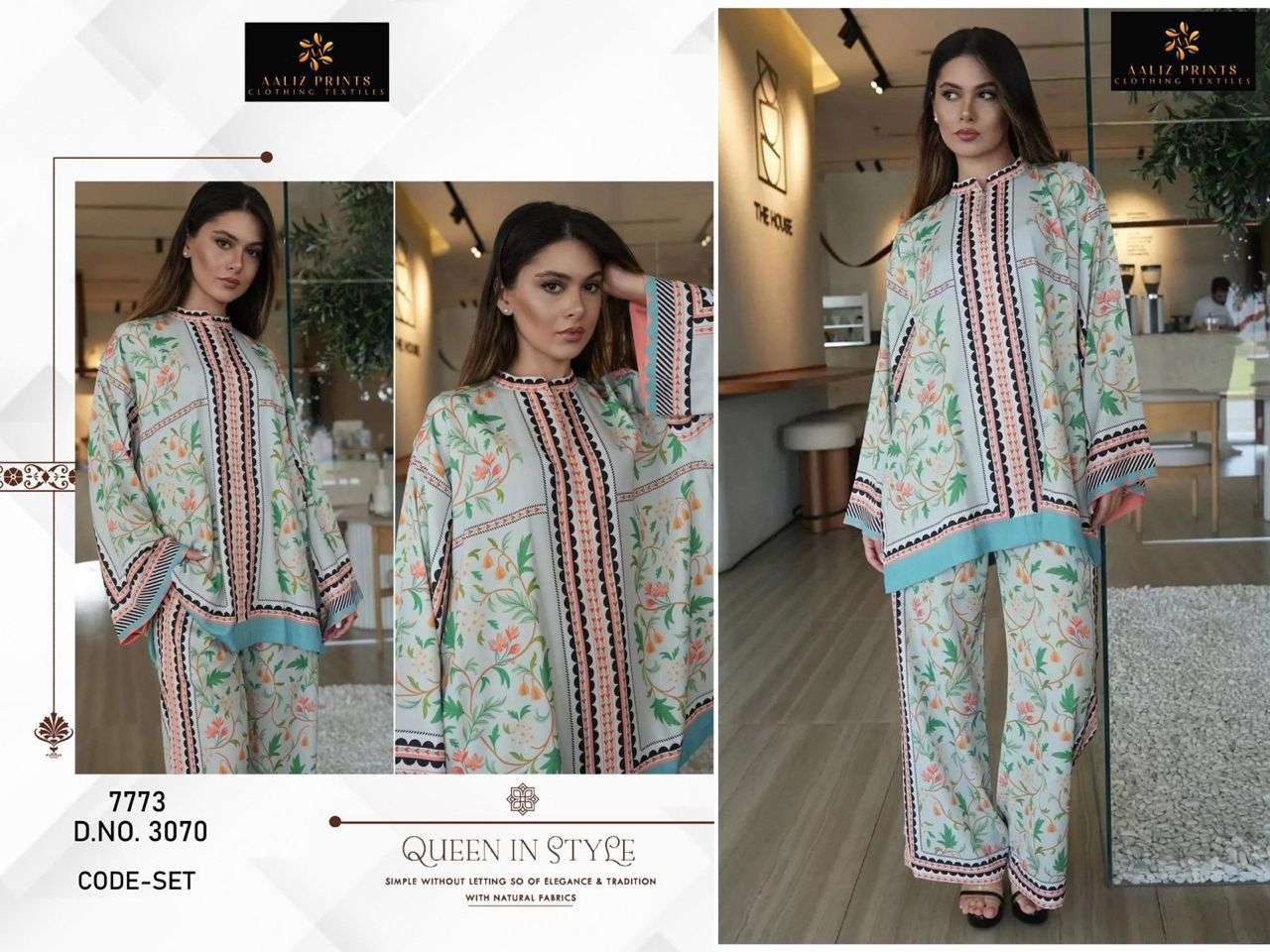 AALIZ PRINTS CODE SET VOL 6 LAWN COTTON TOP WITH PLAZZO SET