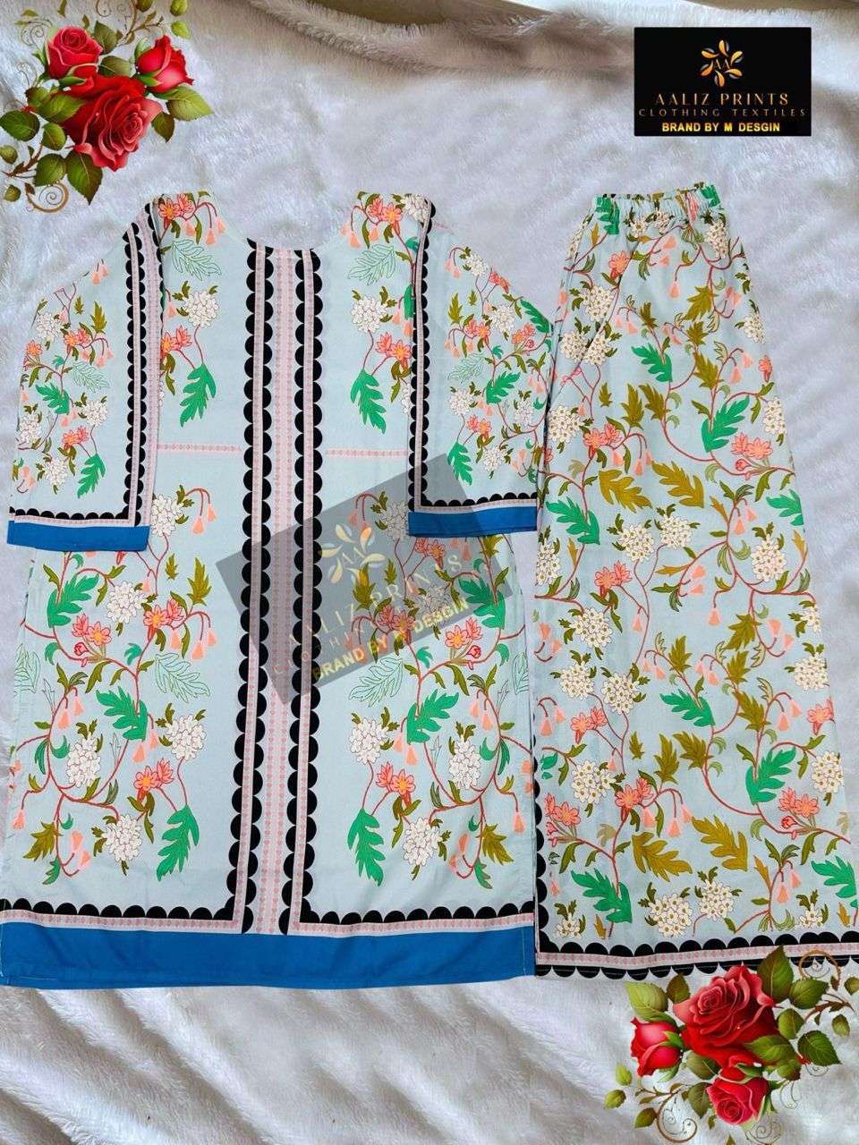 AALIZ PRINTS CODE SET VOL 6 LAWN COTTON TOP WITH PLAZZO SET