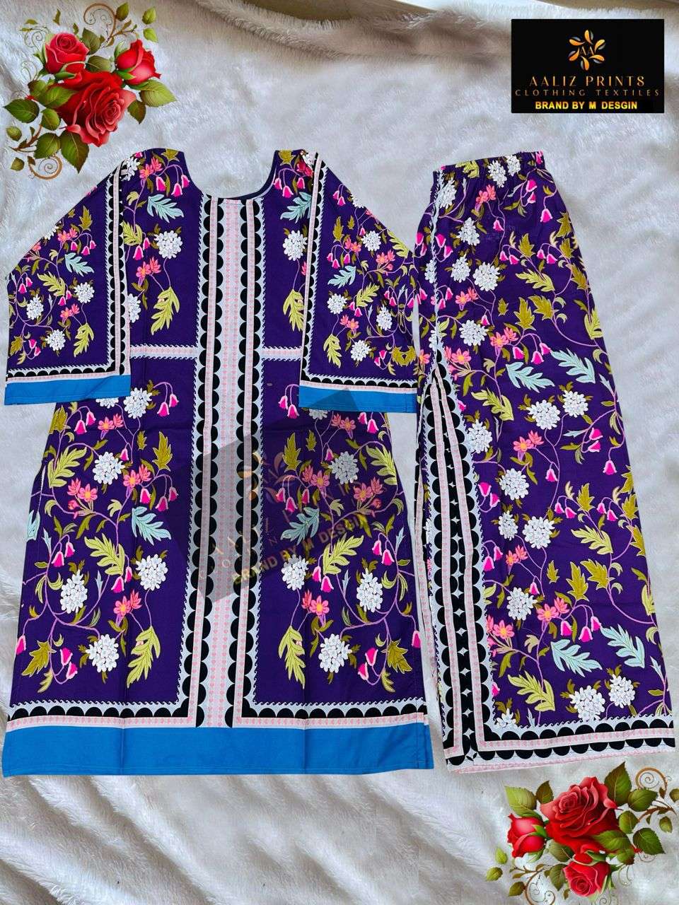 AALIZ PRINTS CODE SET VOL 6 LAWN COTTON TOP WITH PLAZZO SET