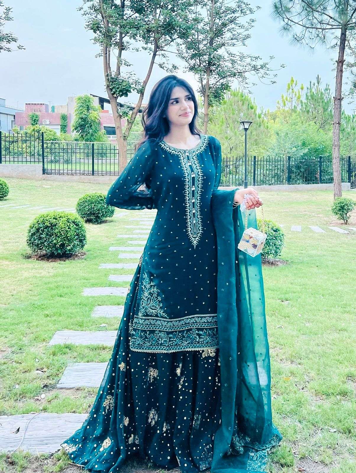 AD 209 GEORGETTE HEAVY SEQUENCE EMBROIDERY DESIGNER PARTY WEAR LADIES SUIT