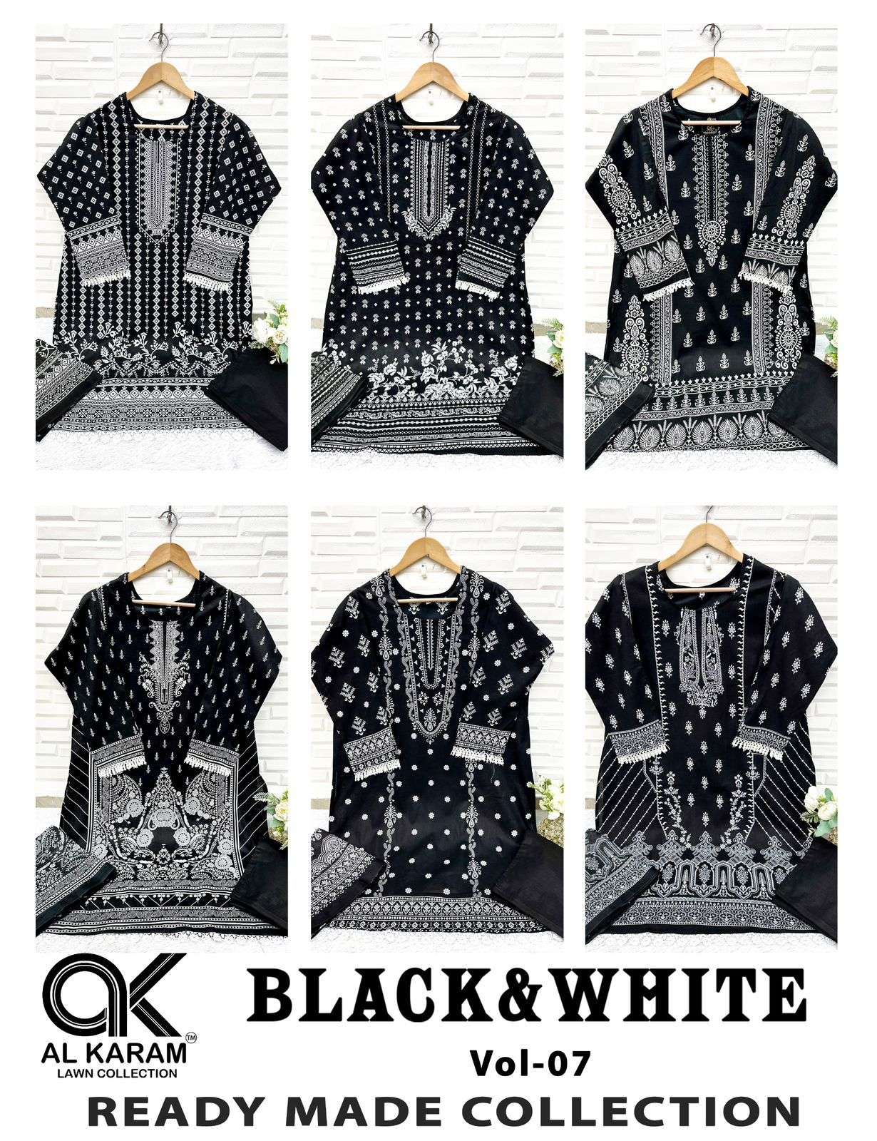 AL KARAM BLACK AND WHITE VOL 7 READY MADE COLLECTION 