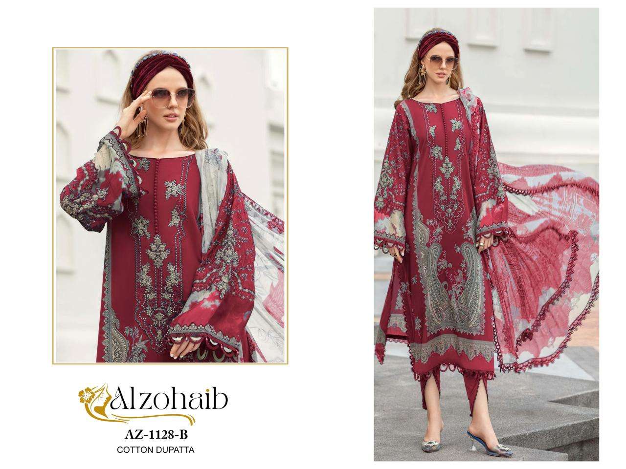 AL ZOHAIB D NO 1128 COTTON PATCH EMBROIDERY WORK PAKISTANI SALWAR KAMEEZ 