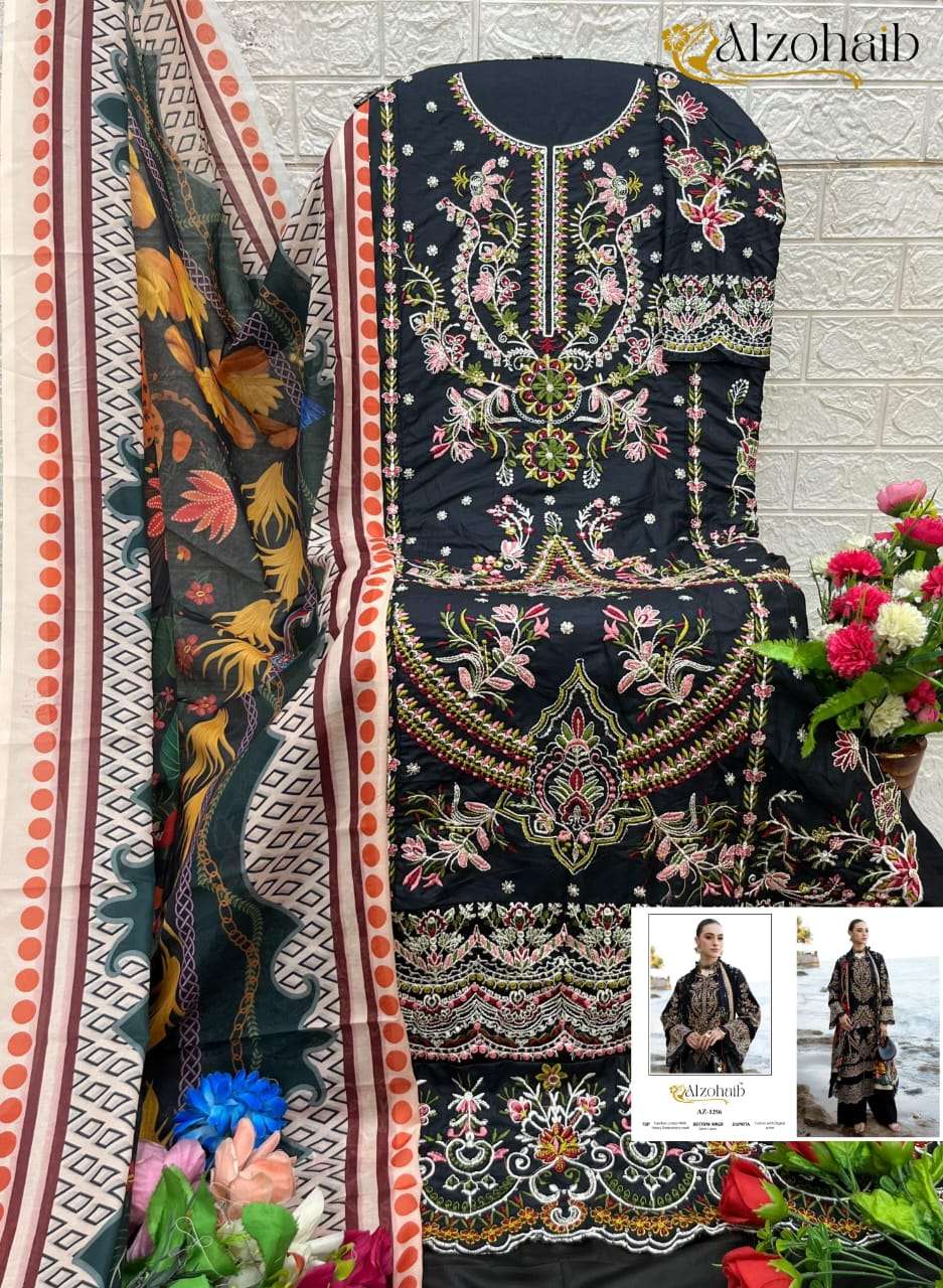 AL ZOHAIB DESIGN NO - 1256 RAYON COTTON PAKISTANI SALWAR SUIT