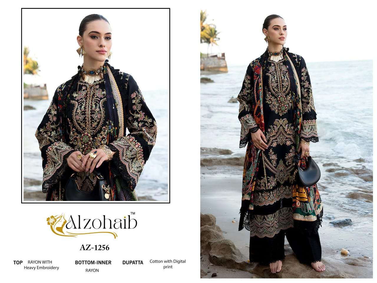 AL ZOHAIB DESIGN NO - 1256 RAYON COTTON PAKISTANI SALWAR SUIT