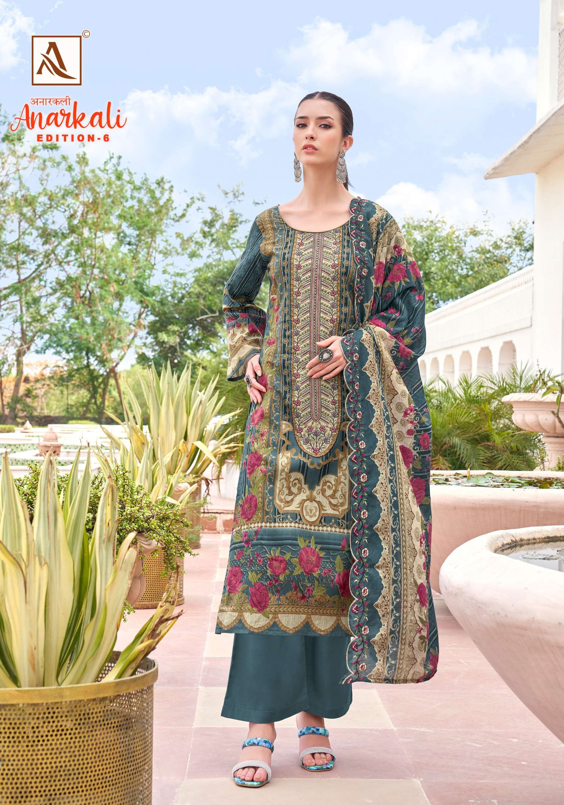 ALOK SUITS ANARKALI VOL 6 COTTON PRINT WITH EMBROIDERY WORK SUIT