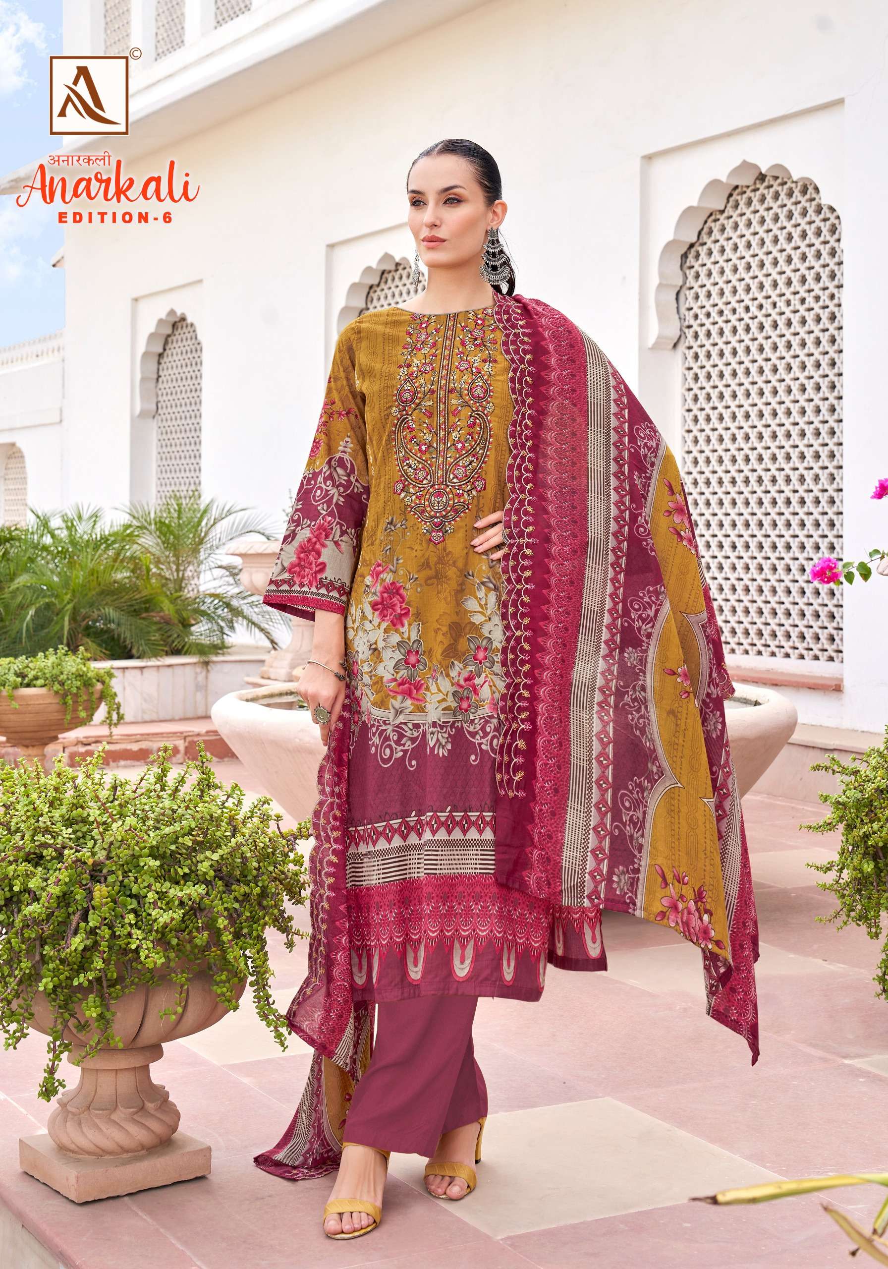 ALOK SUITS ANARKALI VOL 6 COTTON PRINT WITH EMBROIDERY WORK SUIT