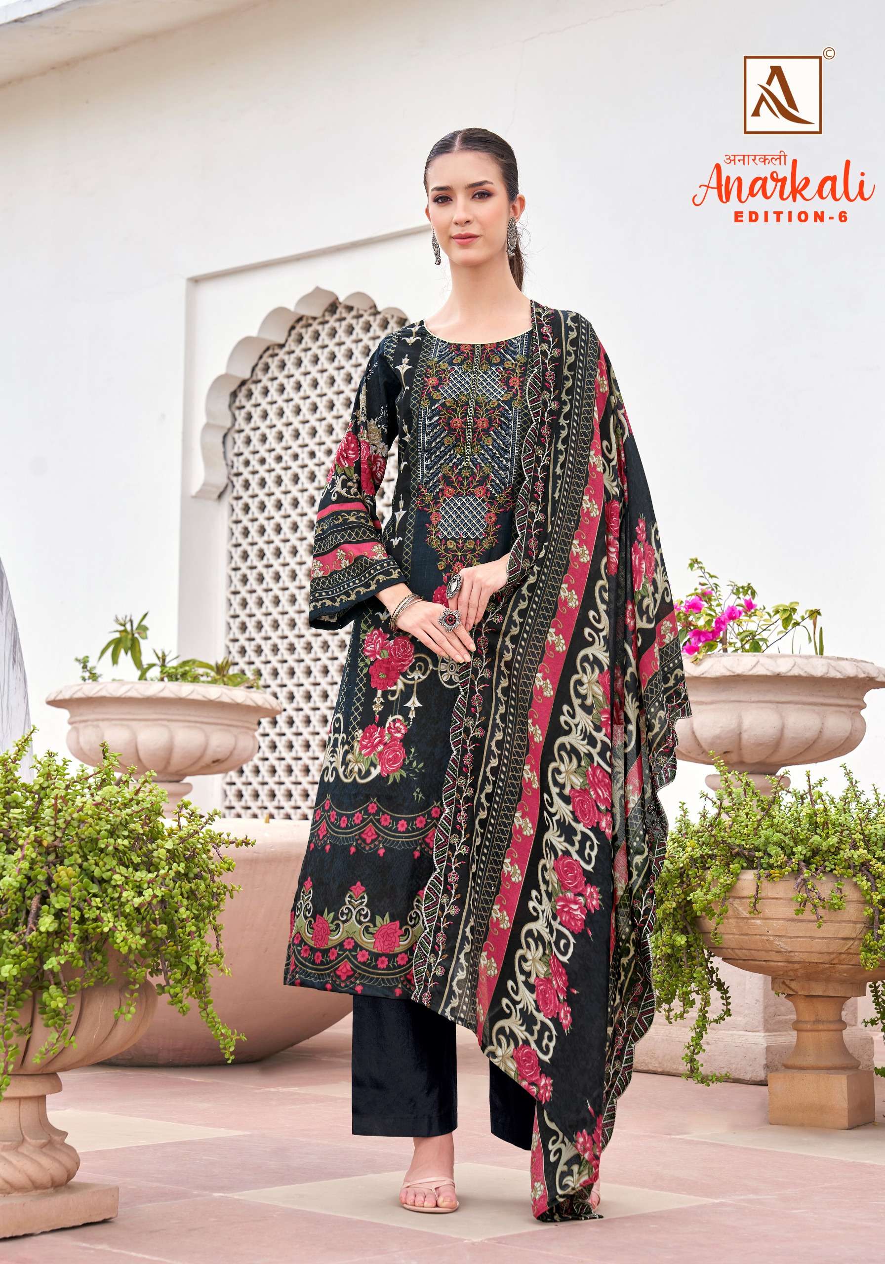 ALOK SUITS ANARKALI VOL 6 COTTON PRINT WITH EMBROIDERY WORK SUIT