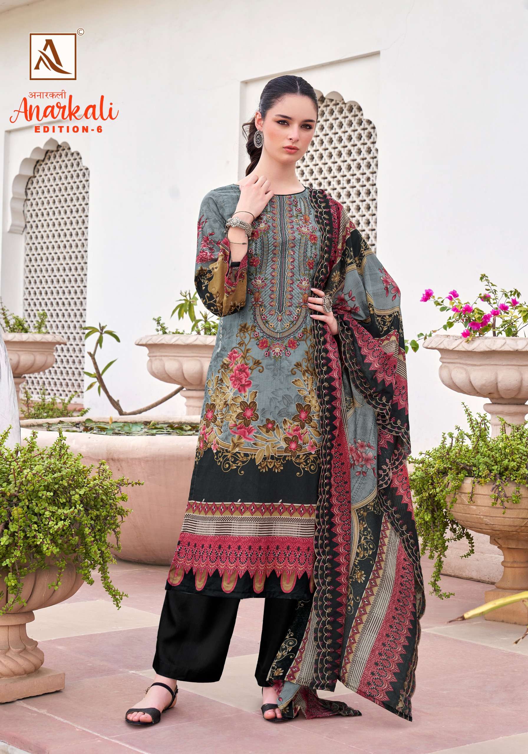 ALOK SUITS ANARKALI VOL 6 COTTON PRINT WITH EMBROIDERY WORK SUIT