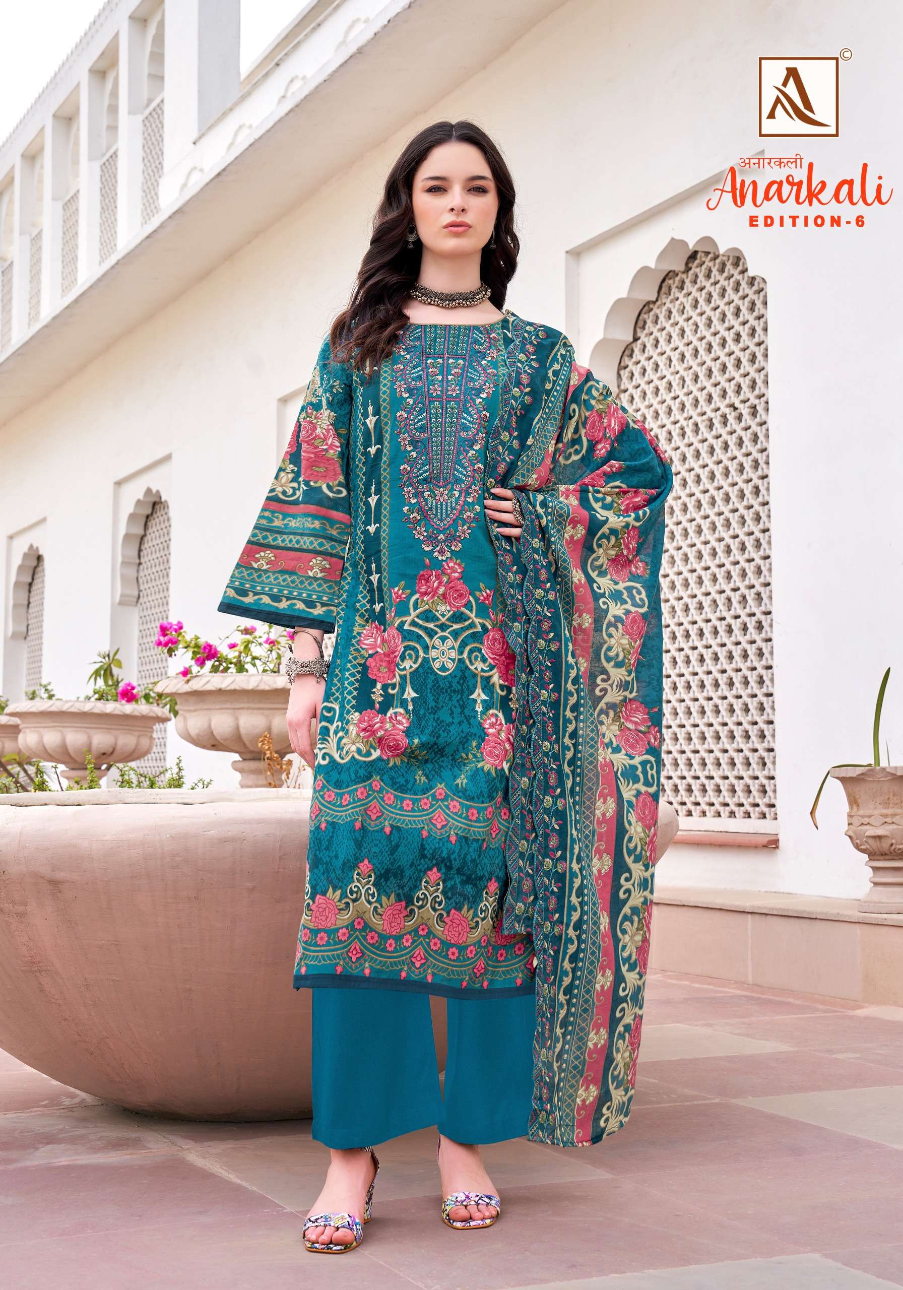 ALOK SUITS ANARKALI VOL 6 COTTON PRINT WITH EMBROIDERY WORK SUIT