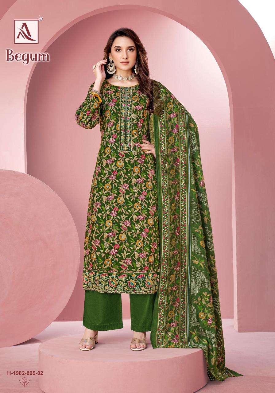 ALOK SUITS BEGUM VISCOSE PRINT WITH FANCY EMBROIDERY WORK SUIT