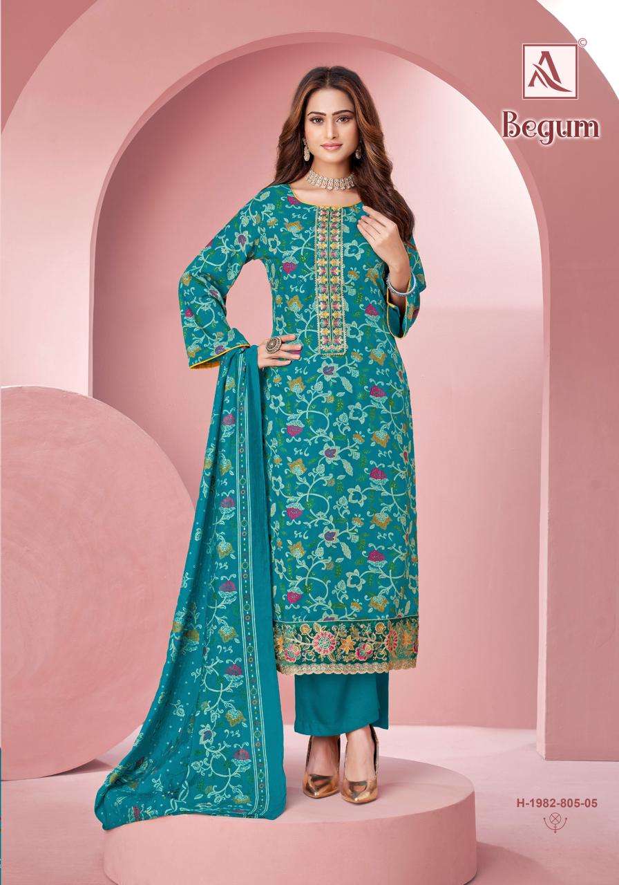 ALOK SUITS BEGUM VISCOSE PRINT WITH FANCY EMBROIDERY WORK SUIT