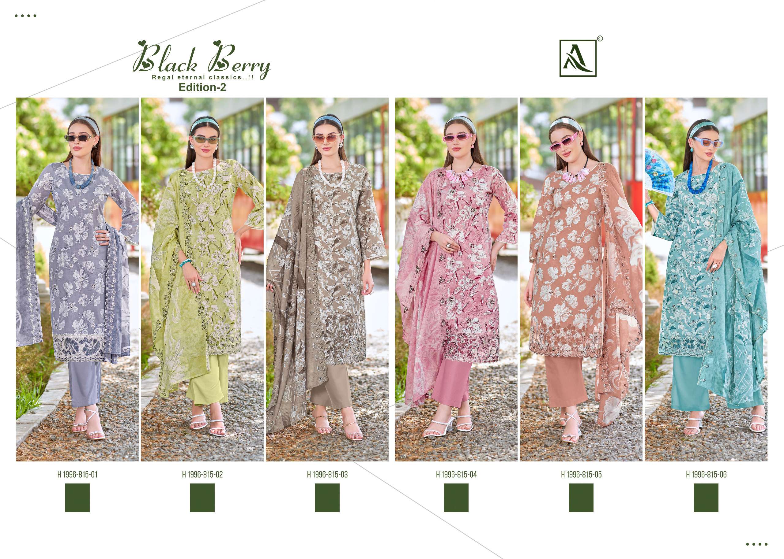 ALOK SUITS BLACK BERRY VOL 2 COTTON PRINT WITH FANCY WORK SUIT