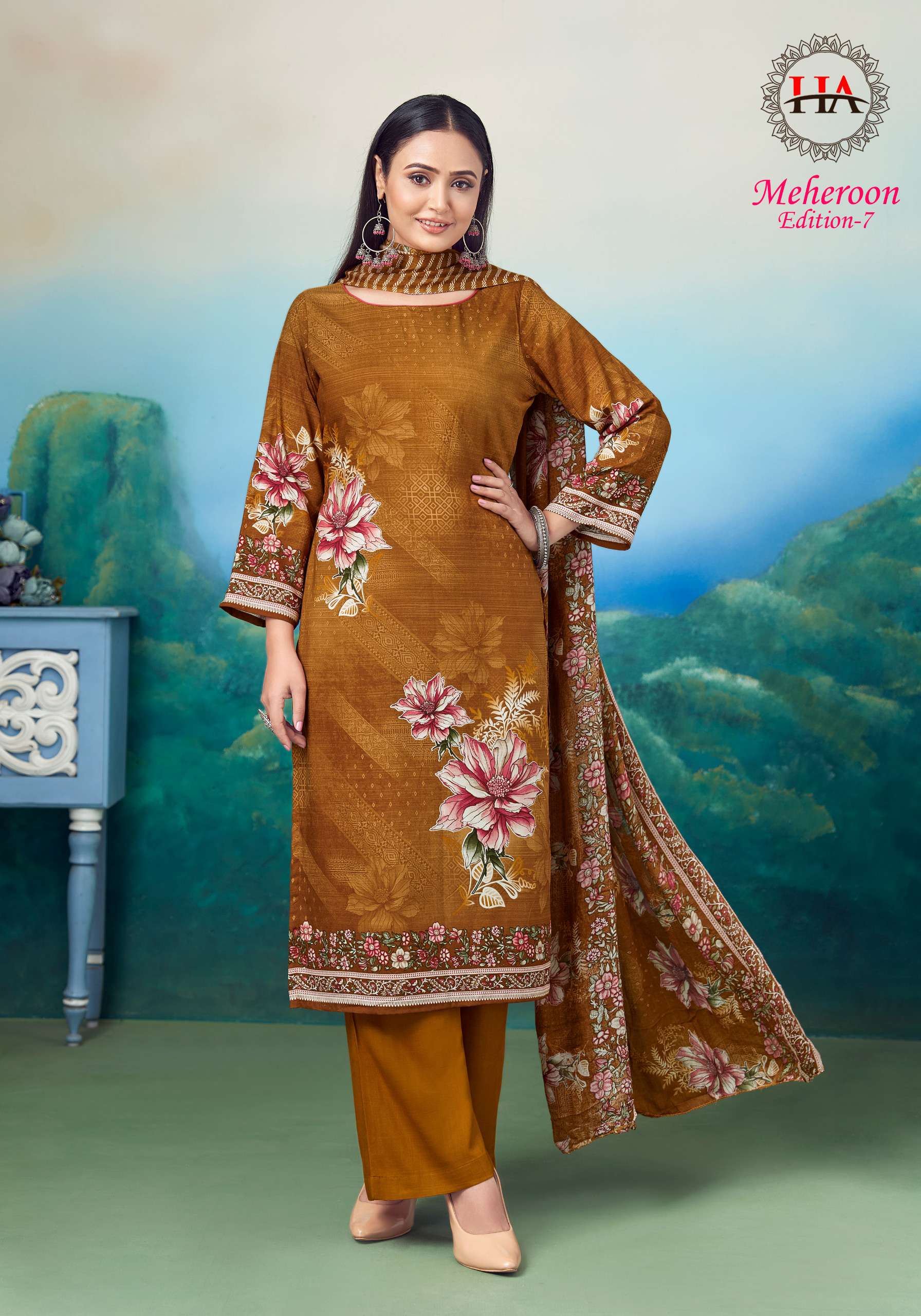 ALOK SUITS MEHEROON EDITION VOL 7 VISCOSE PRINT WITH FANCY WORK SUIT