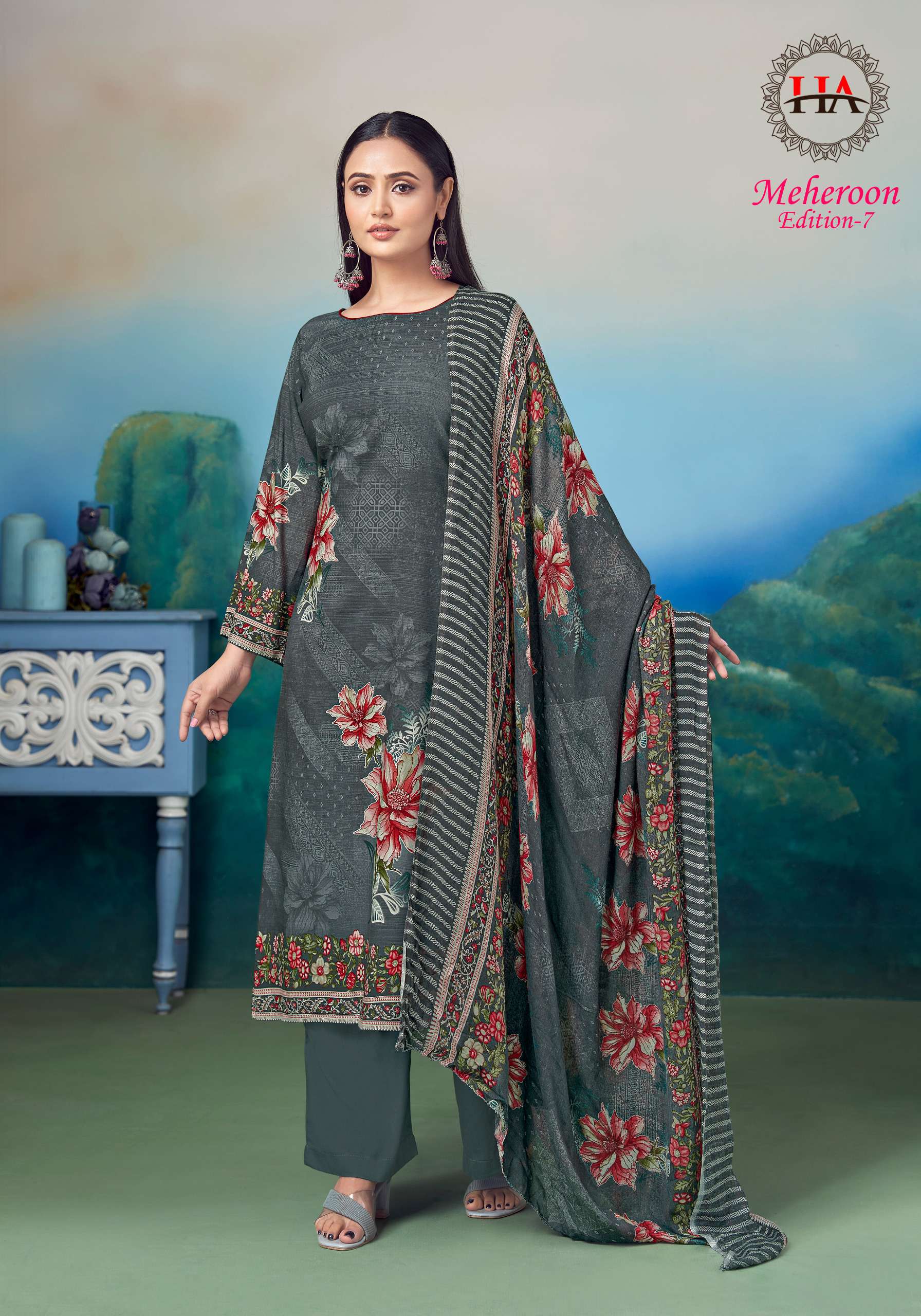 ALOK SUITS MEHEROON EDITION VOL 7 VISCOSE PRINT WITH FANCY WORK SUIT