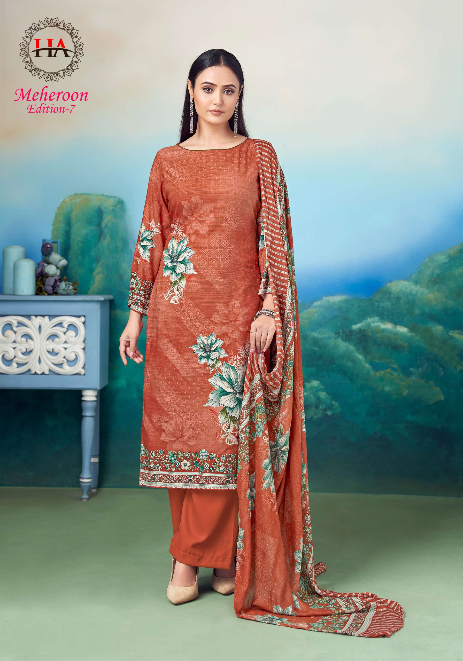 ALOK SUITS MEHEROON EDITION VOL 7 VISCOSE PRINT WITH FANCY WORK SUIT