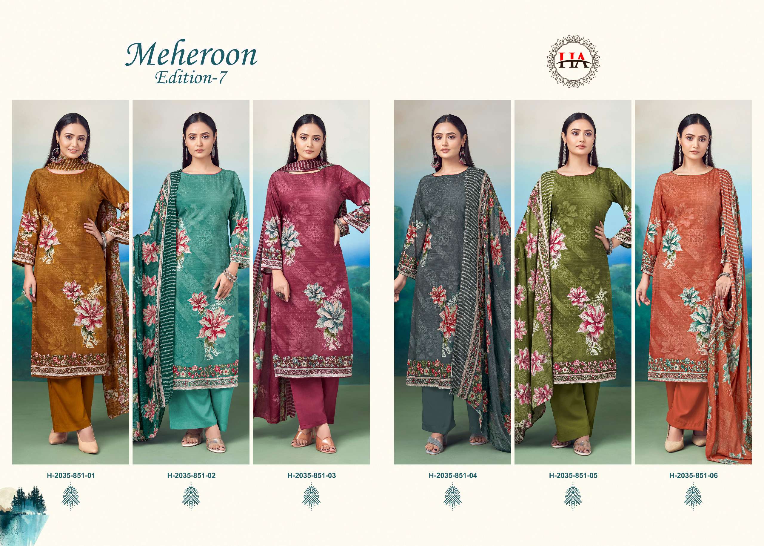 ALOK SUITS MEHEROON EDITION VOL 7 VISCOSE PRINT WITH FANCY WORK SUIT