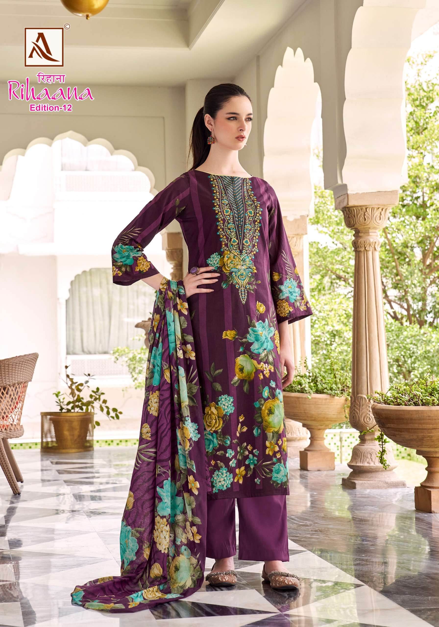 ALOK SUITS RIHAANA VOL 12 COTTON DIGITAL PAKISTANI PRINT WITH WORK SUIT