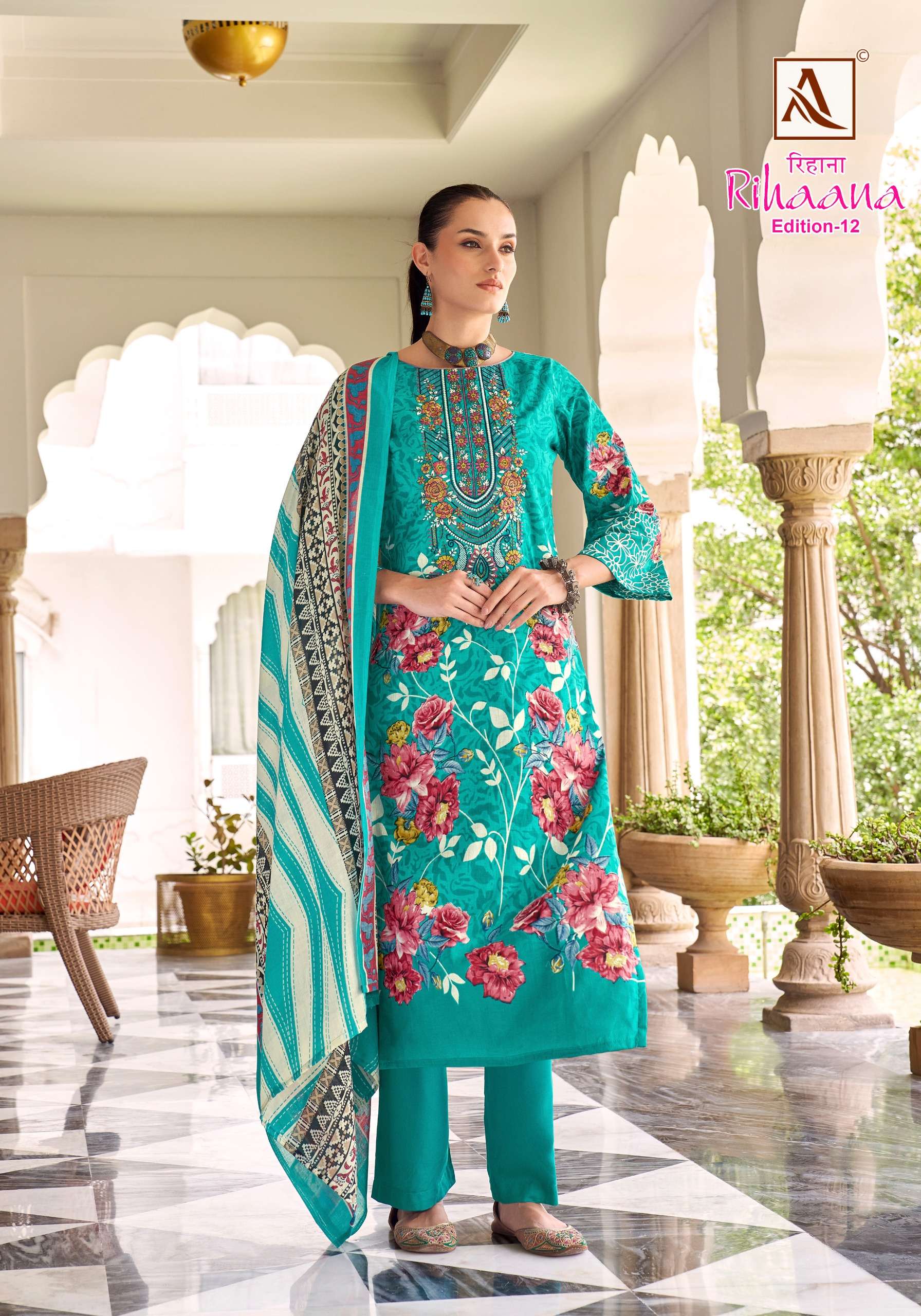 ALOK SUITS RIHAANA VOL 12 COTTON DIGITAL PAKISTANI PRINT WITH WORK SUIT