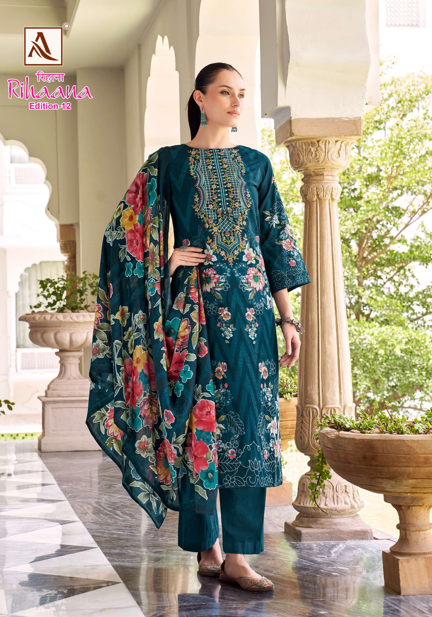 ALOK SUITS RIHAANA VOL 12 COTTON DIGITAL PAKISTANI PRINT WITH WORK SUIT