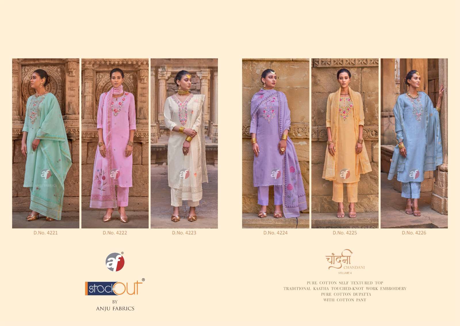ANJU FABRICS CHANDANI VOL 4 COTTON FANCY DESIGNER WORK LADIES SUIT