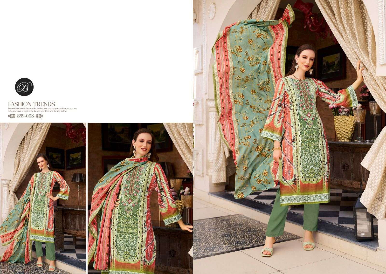  BELLIZA DESIGNER STUDIO NAIRA VOL 111 COTTON DIGITAL PRINTS WITH FANCY WORK SUIT