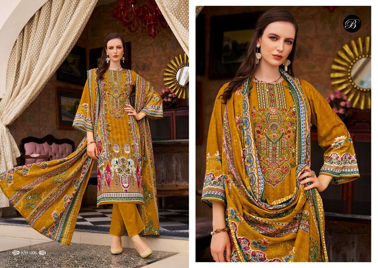  BELLIZA DESIGNER STUDIO NAIRA VOL 111 COTTON DIGITAL PRINTS WITH FANCY WORK SUIT