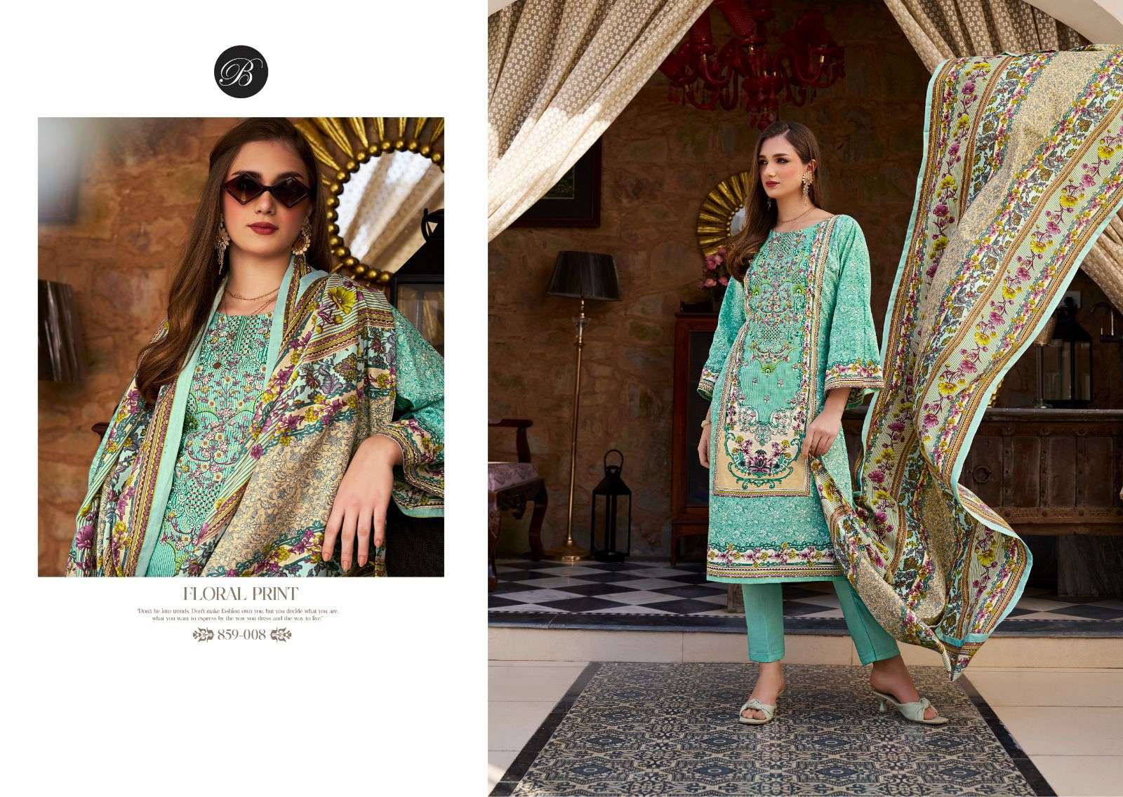  BELLIZA DESIGNER STUDIO NAIRA VOL 111 COTTON DIGITAL PRINTS WITH FANCY WORK SUIT