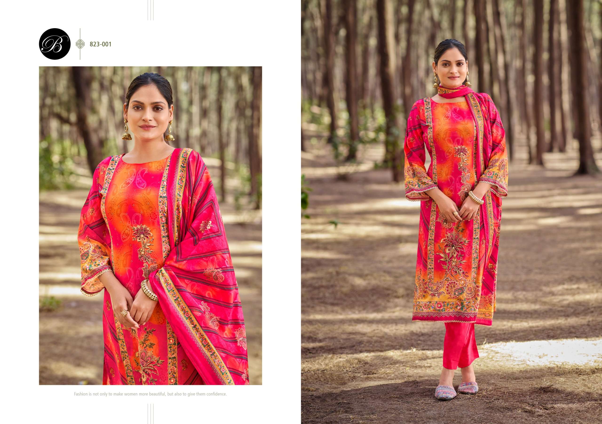 BELLIZA DESIGNER STUDIO SHABNAM VISCOSE PRINT WITH FANCY WORK SUIT