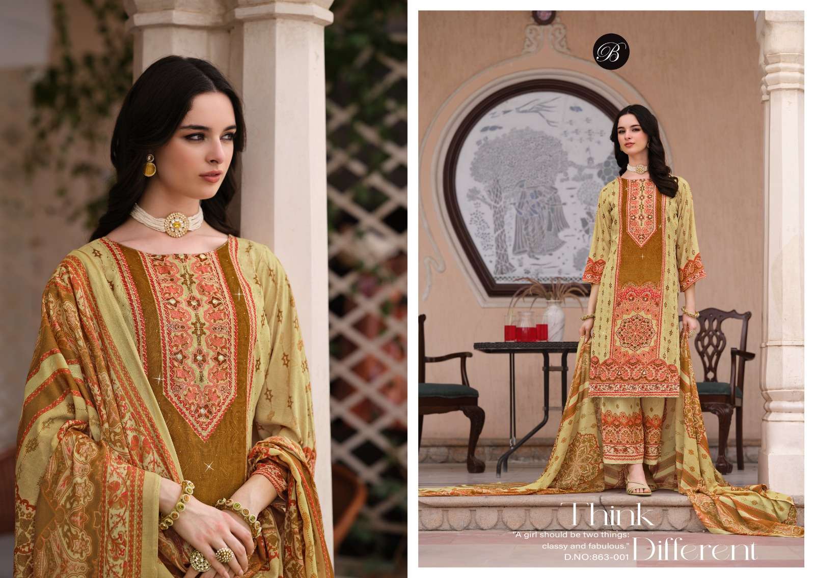 BELLIZA DESIGNER STUDIO SHAHEEN VOL 5 VISCOSE FANCY PRINT WITH WORK SUIT