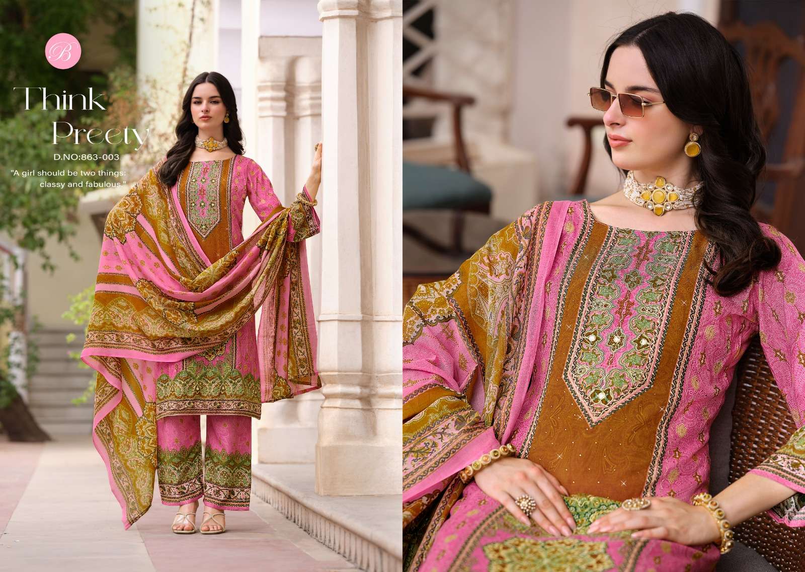 BELLIZA DESIGNER STUDIO SHAHEEN VOL 5 VISCOSE FANCY PRINT WITH WORK SUIT