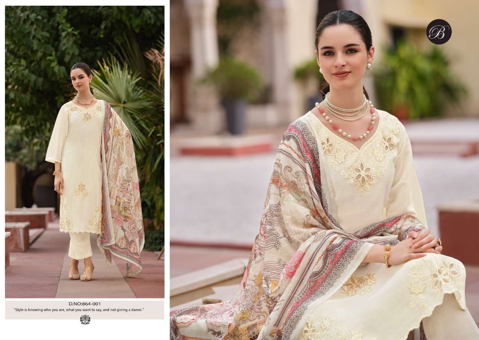 BELLIZA DESIGNER STUDIO ZARA SILK EMBROIDERY DESIGNER WORK SUIT 