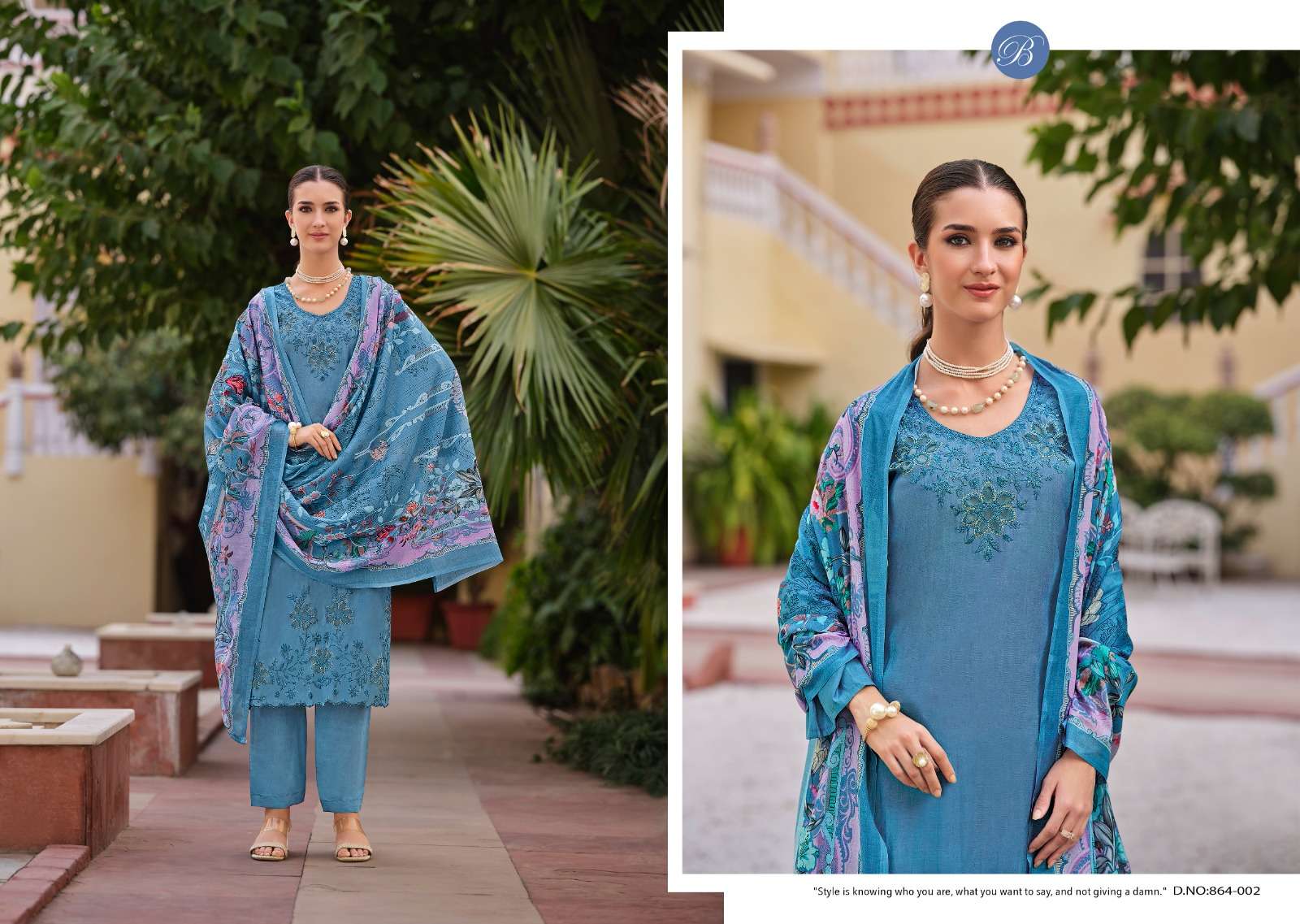 BELLIZA DESIGNER STUDIO ZARA SILK EMBROIDERY DESIGNER WORK SUIT 