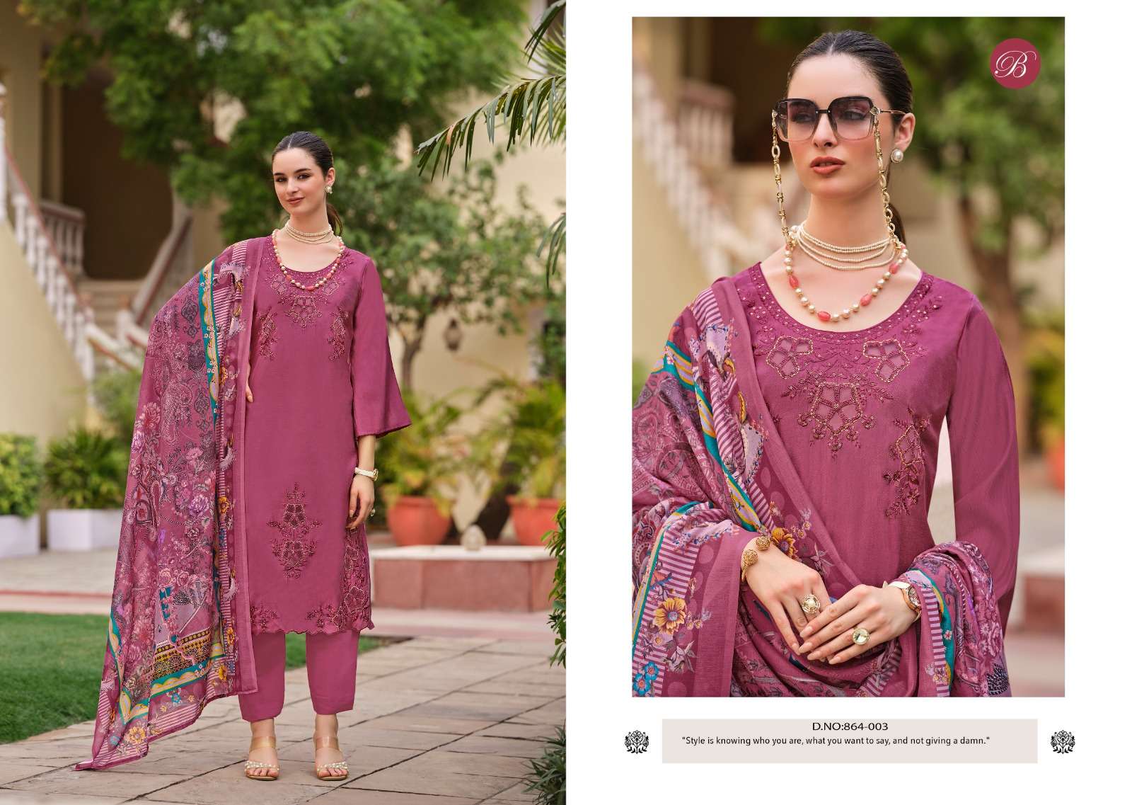 BELLIZA DESIGNER STUDIO ZARA SILK EMBROIDERY DESIGNER WORK SUIT 