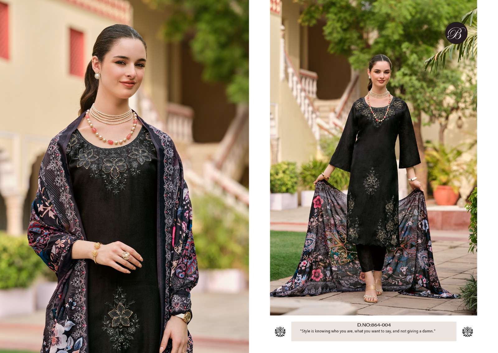 BELLIZA DESIGNER STUDIO ZARA SILK EMBROIDERY DESIGNER WORK SUIT 
