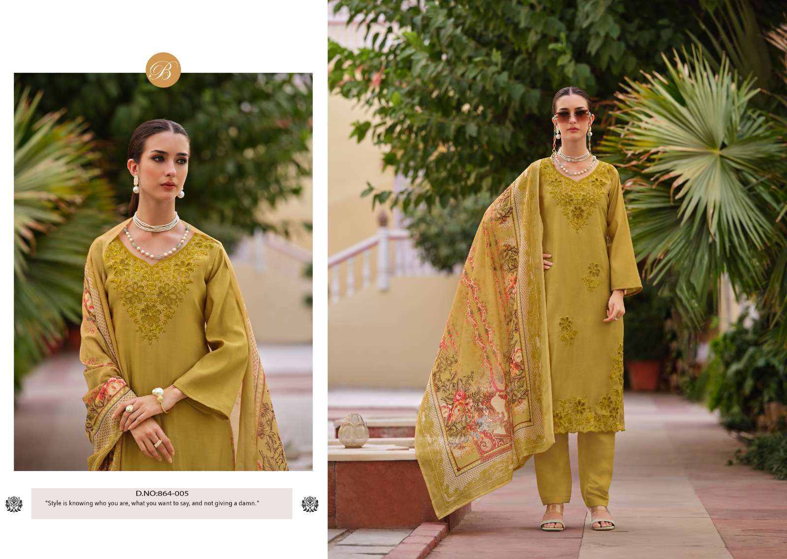 BELLIZA DESIGNER STUDIO ZARA SILK EMBROIDERY DESIGNER WORK SUIT 
