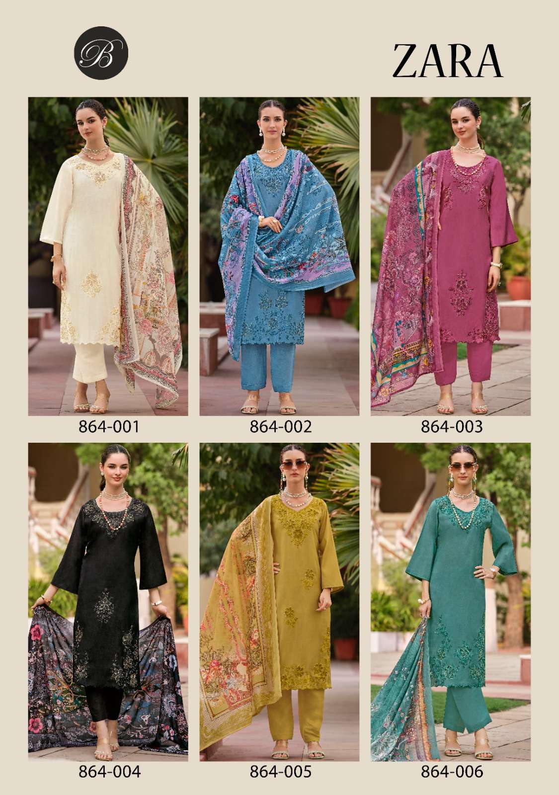 BELLIZA DESIGNER STUDIO ZARA SILK EMBROIDERY DESIGNER WORK SUIT 